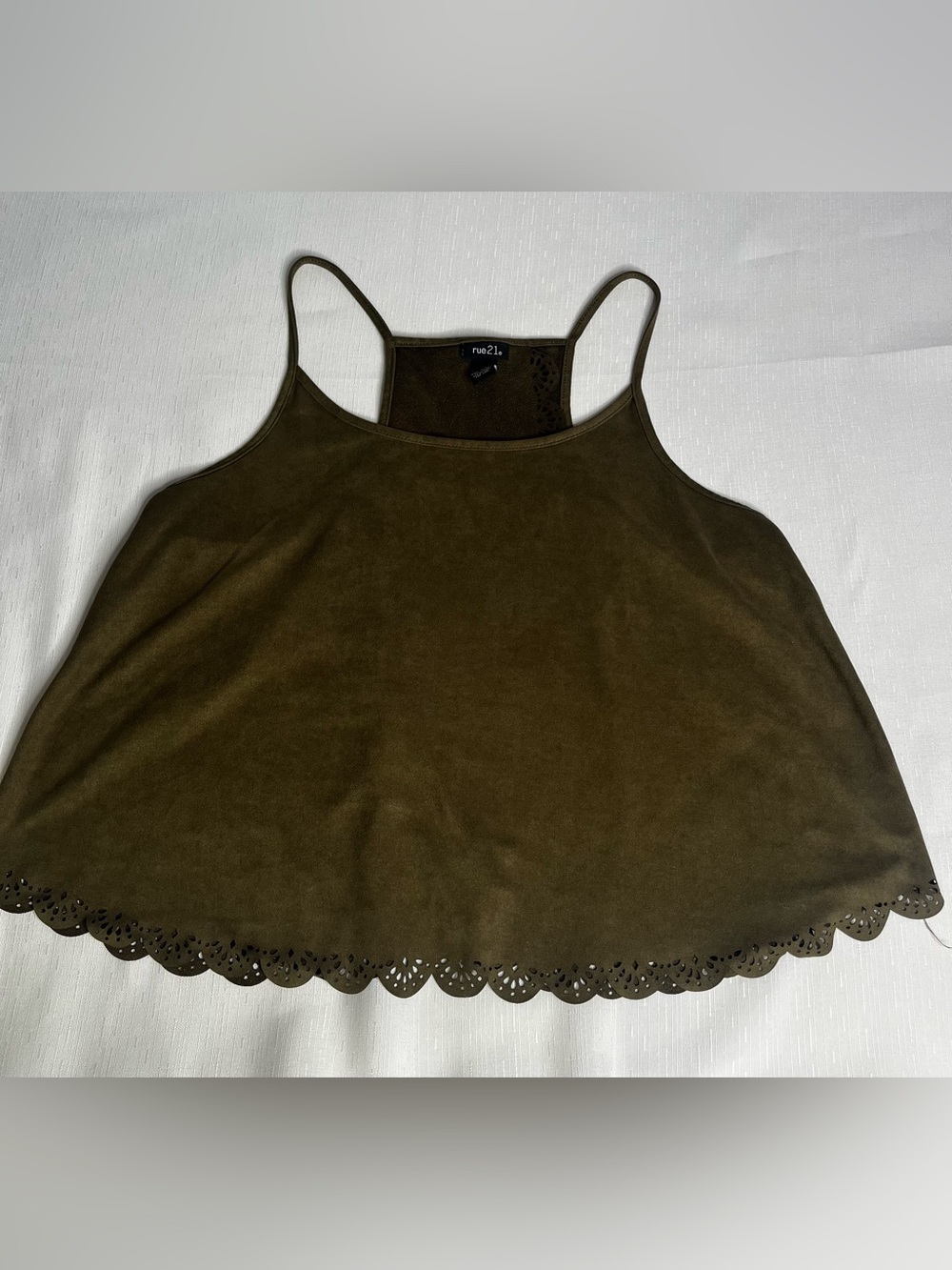 Rue21 Olive Scalloped Hem Tank Top-Women’s Size L